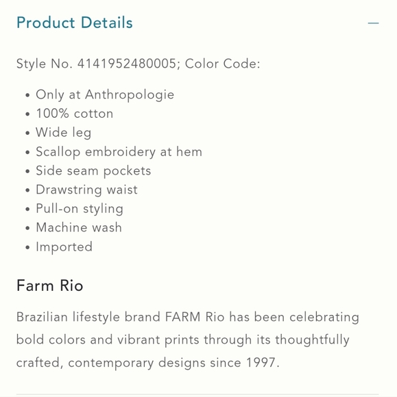 FARM RIO x Anthropologie Print Scallop-hem Wide Leg Pants In Fresh Fish NWT L - Picture 14 of 14